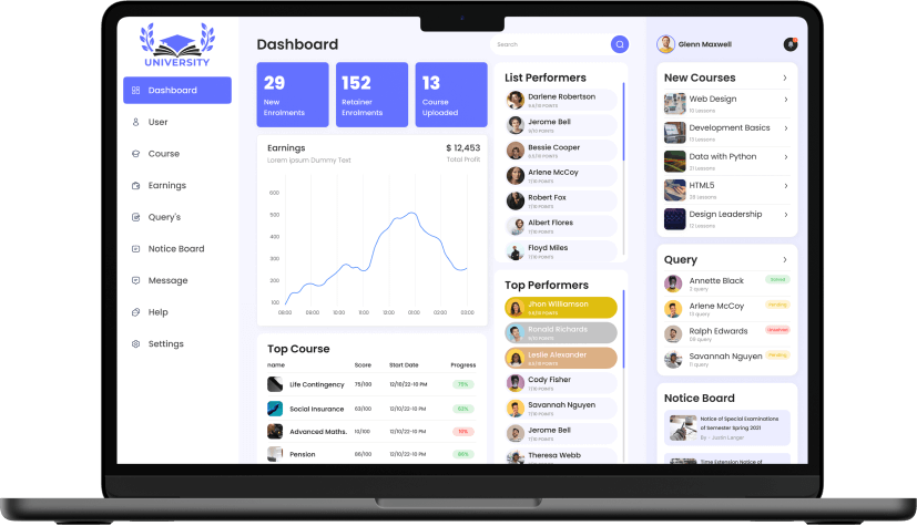 eLearning Admin App Dashboard