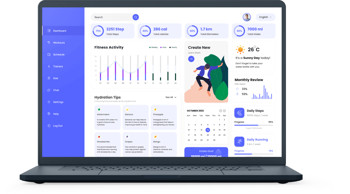 Fitness Admin App Dashboard