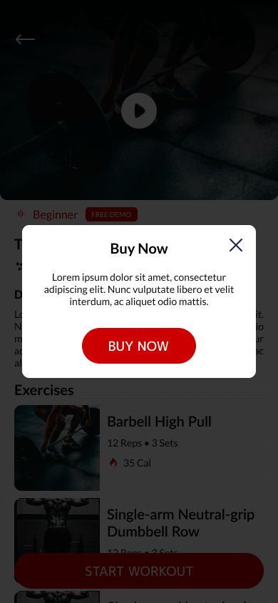 Fitness App Popular Workout - Popup