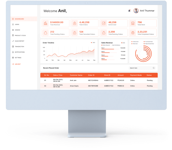 Grocery Booking Admin App Dashboard