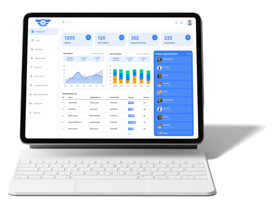 Healthcare Appointments Admin App Dashboard