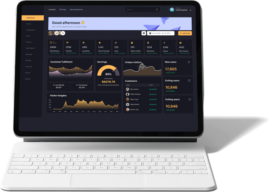 Home Service Admin App Dashboard