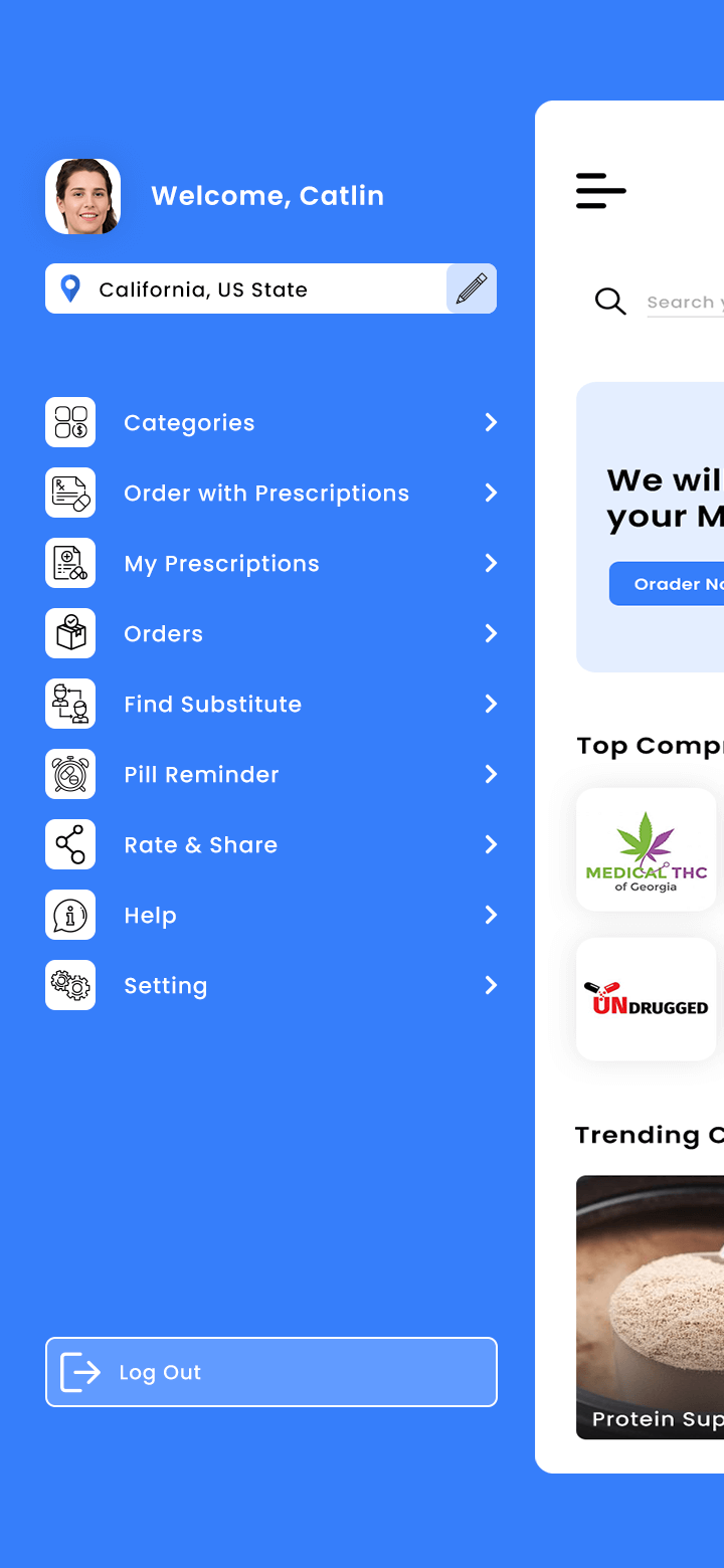 Medicine Delivery App Menu